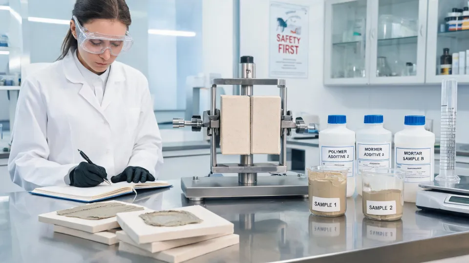 Tile adhesive laboratory testing